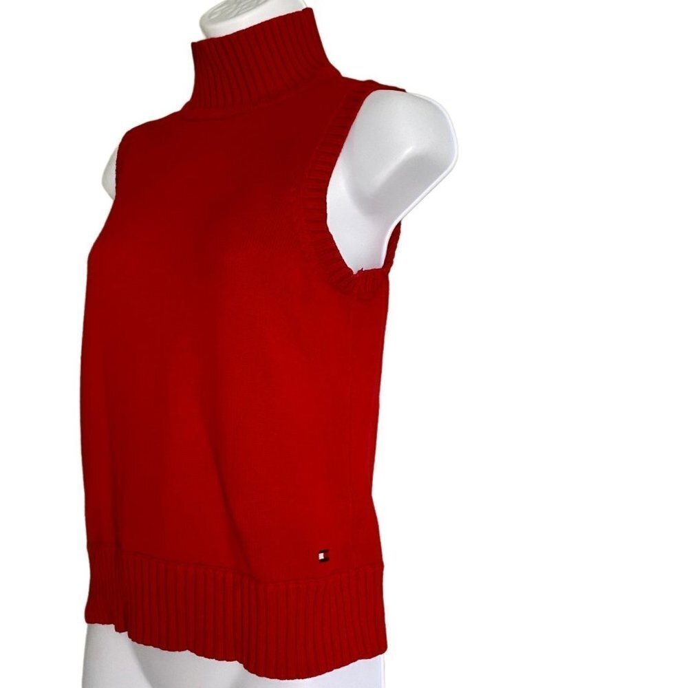 Tommy Hilfiger Red Mock Neck Sleeveless Sweater Women Small Vintage - Picture 3 of 8